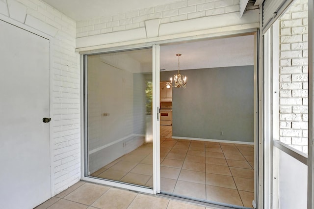 interior space with a notable chandelier