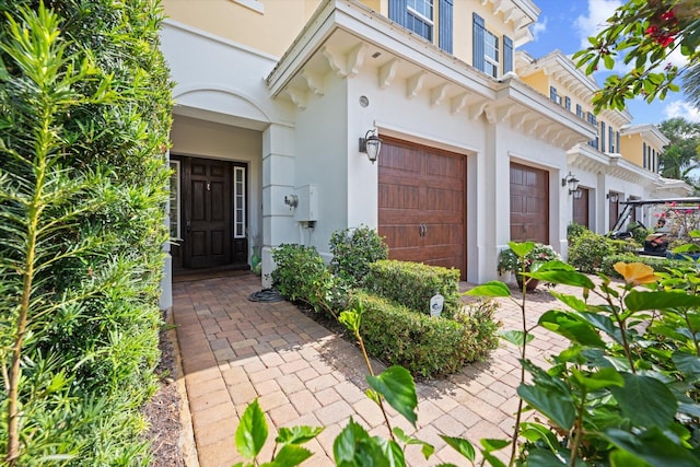 entrance to property with a garage