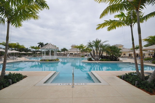 pool featuring a gazebo