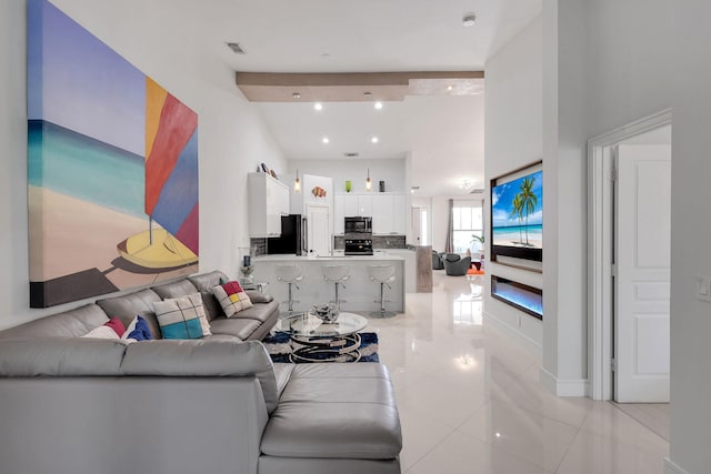 view of tiled living room