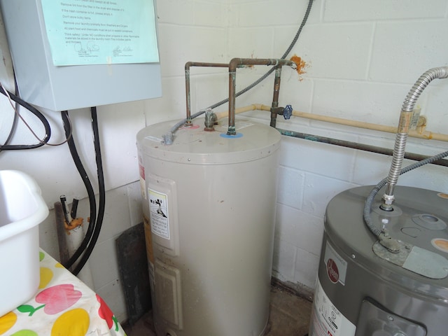 utility room featuring water heater