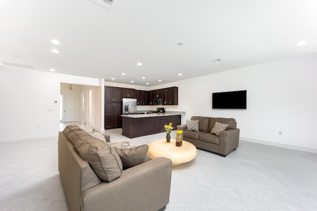 view of tiled living room