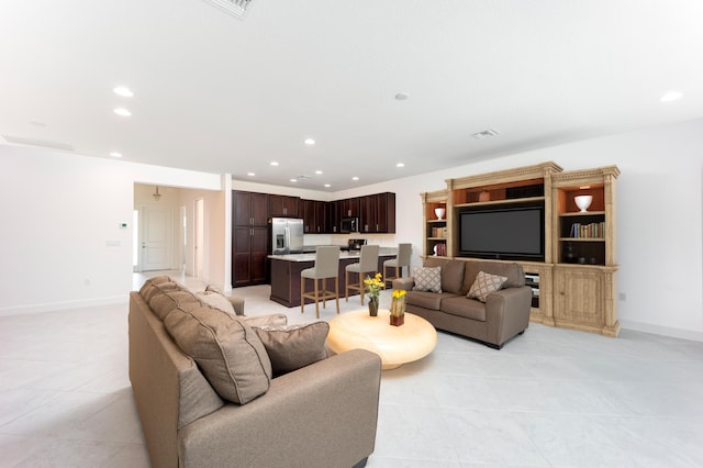 view of tiled living room