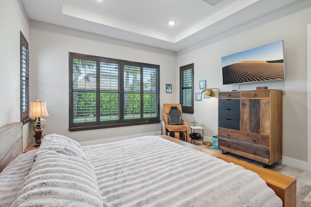 bedroom featuring a raised ceiling