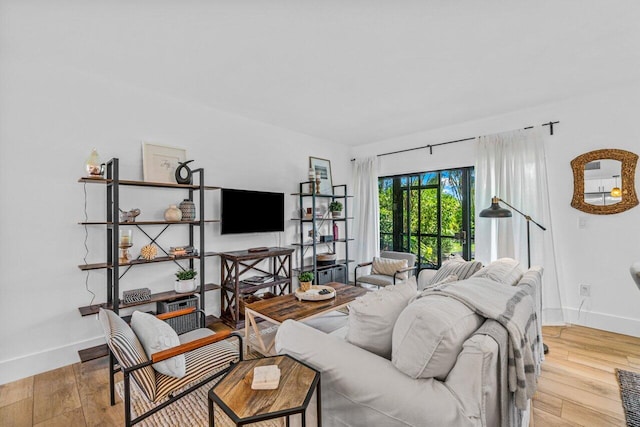 living room featuring light wood-type flooring