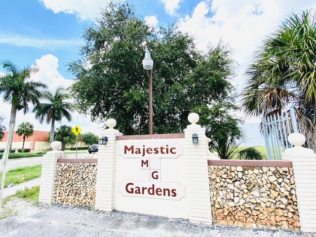 view of community sign