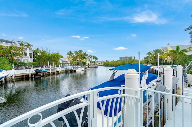 view of dock featuring a water view