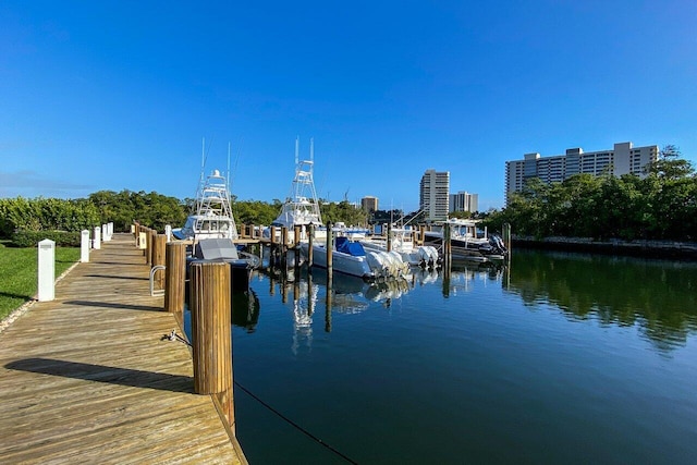 dock area featuring a water view