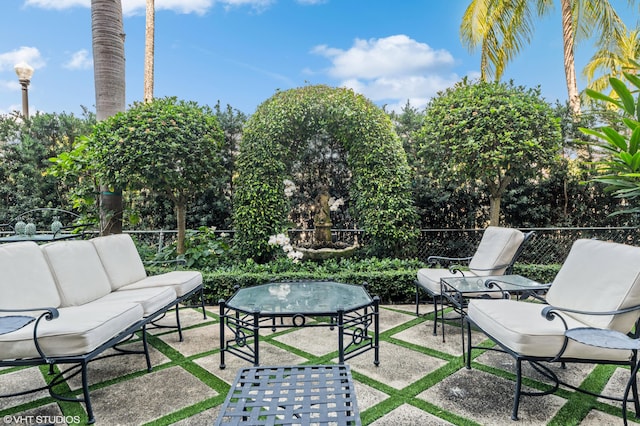 view of terrace featuring outdoor lounge area