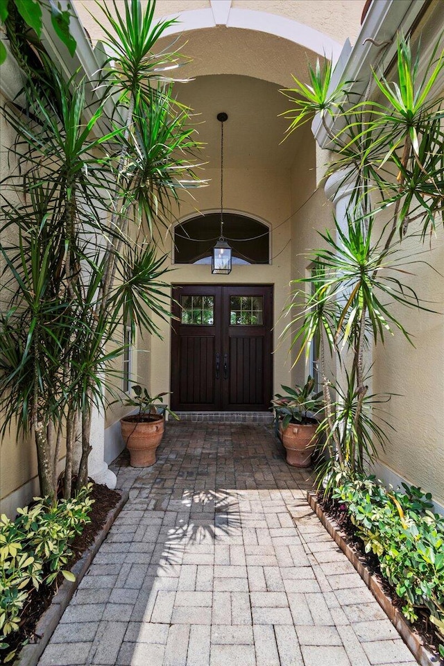 property entrance with french doors