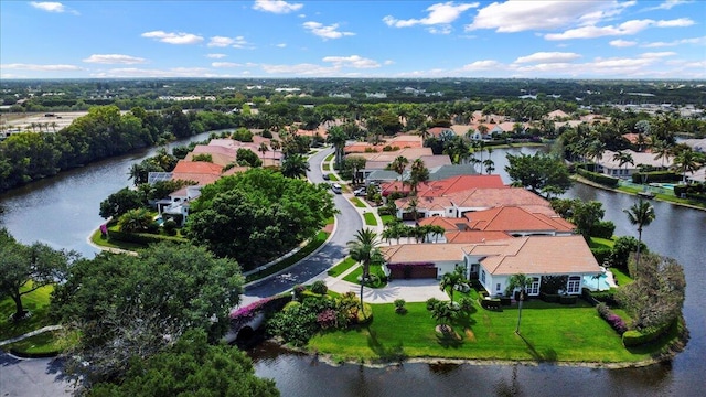 bird's eye view featuring a water view