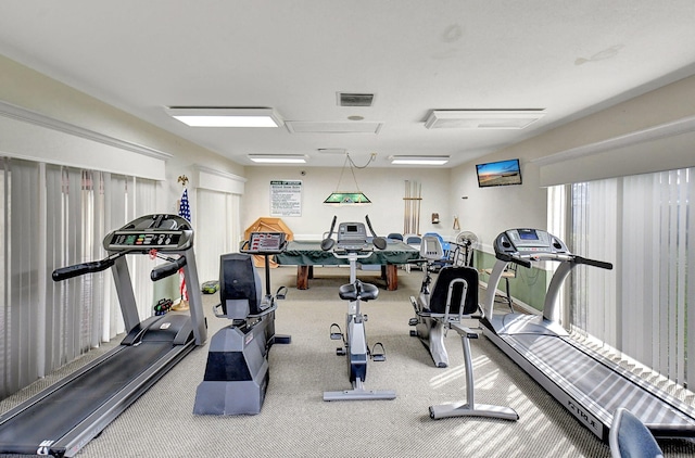 gym featuring carpet floors