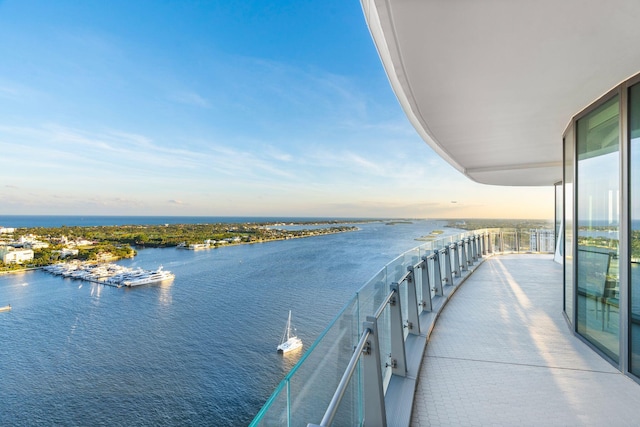 balcony with a water view