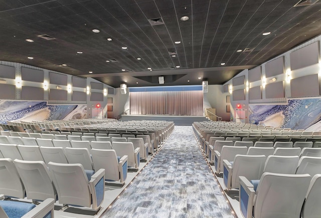 home theater room with carpet floors