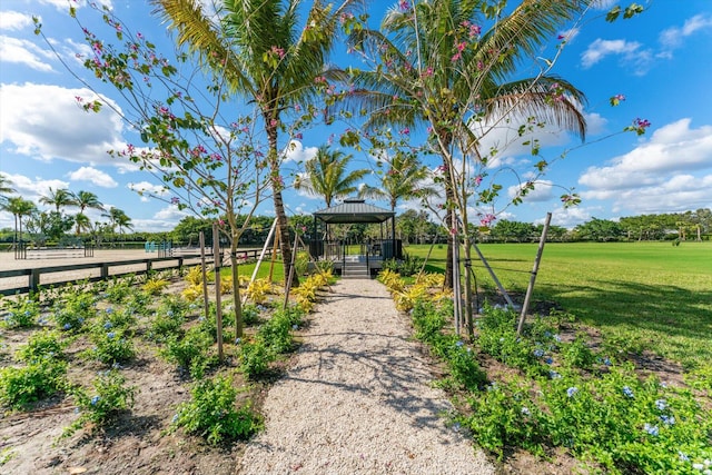 view of yard with a gazebo