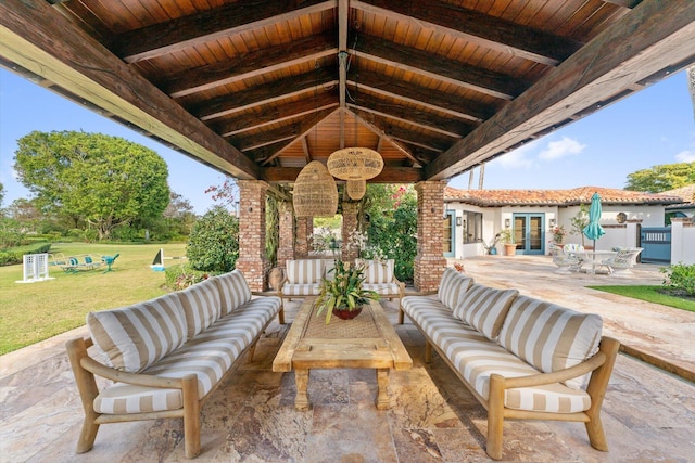 view of patio featuring an outdoor living space