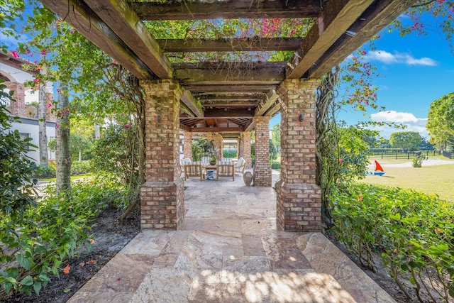 view of patio featuring a playground