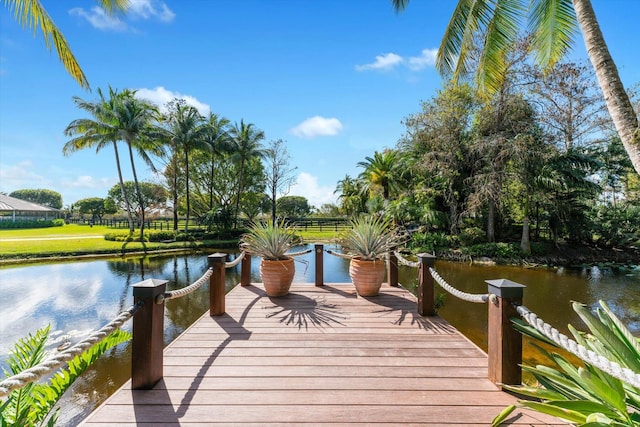 dock area featuring a water view