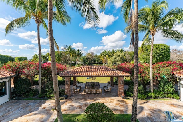 exterior space featuring a gazebo