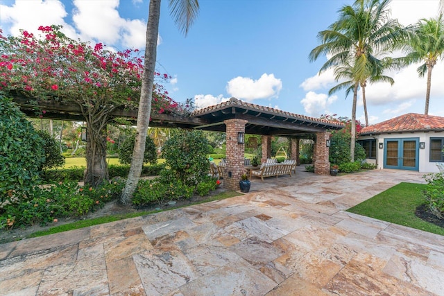 view of patio / terrace featuring french doors