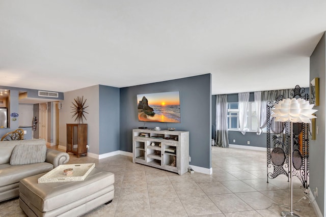 view of tiled living room