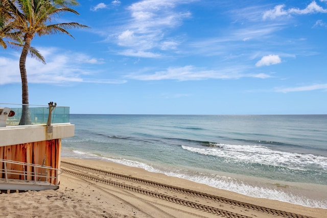 view of water feature featuring a view of the beach