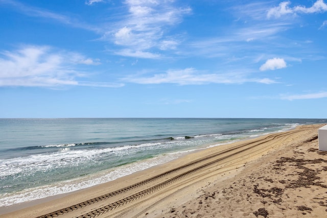 view of water feature with a view of the beach