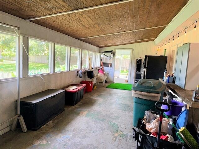 sunroom / solarium with wooden ceiling