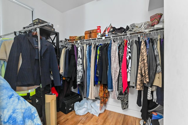 walk in closet featuring hardwood / wood-style flooring