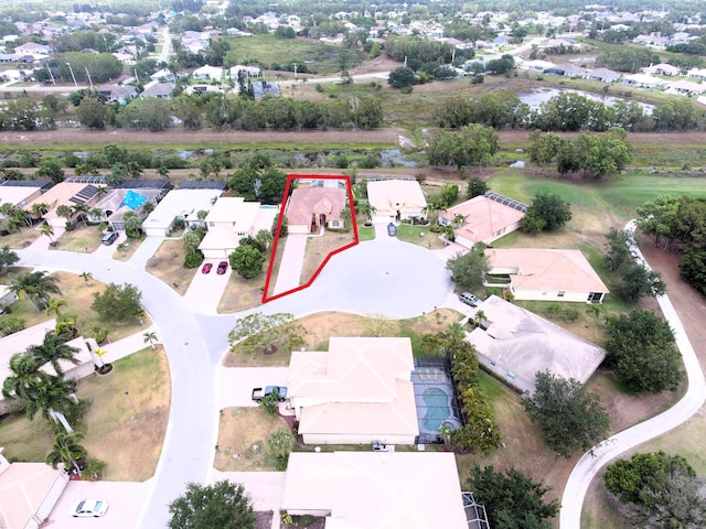 drone / aerial view with a residential view