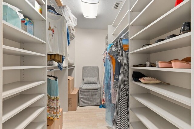 spacious closet with light wood-type flooring