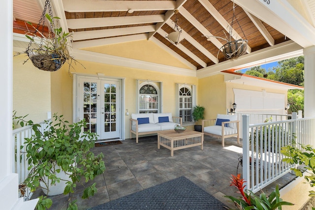 view of patio / terrace with outdoor lounge area and french doors