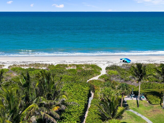 view of water feature featuring a beach view