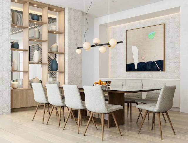 dining area with light wood-type flooring