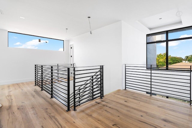 staircase featuring hardwood / wood-style flooring