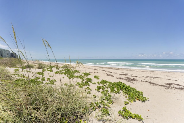 property view of water featuring a view of the beach