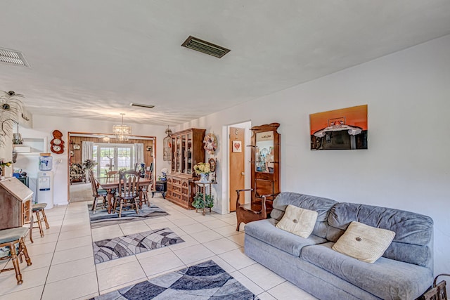 view of tiled living room