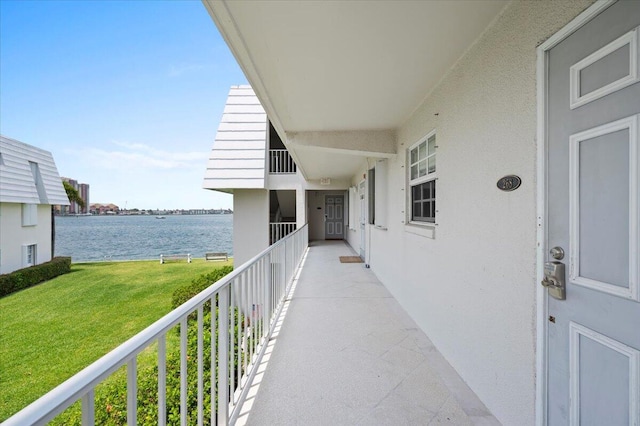 balcony with a water view