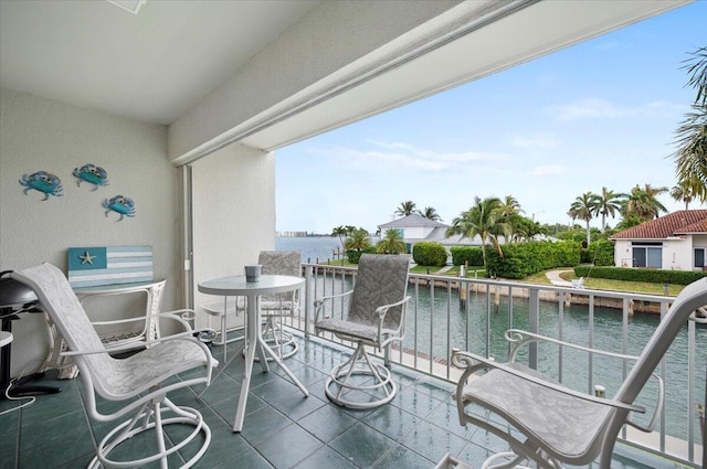 balcony with a water view