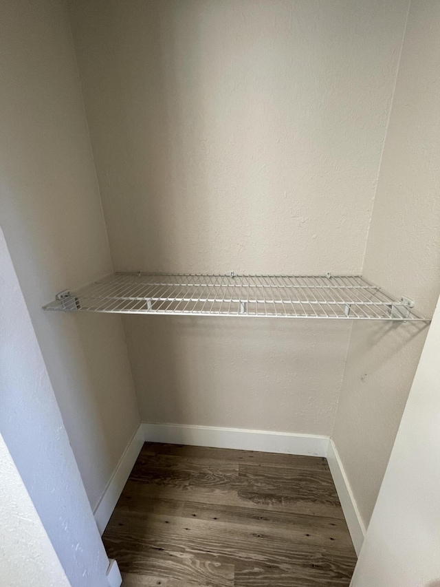 walk in closet with wood-type flooring