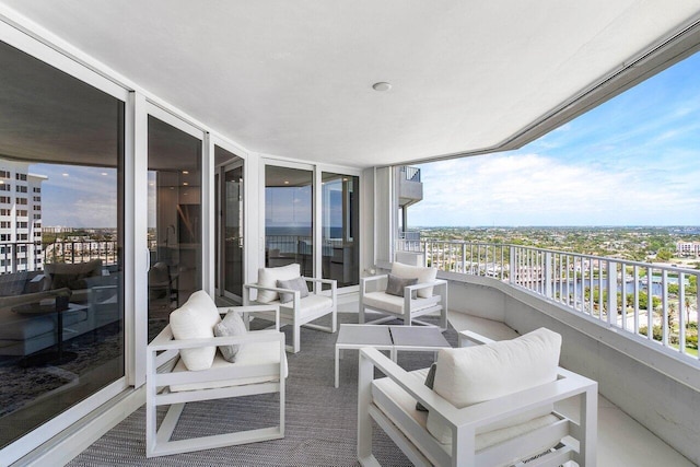 balcony featuring an outdoor living space