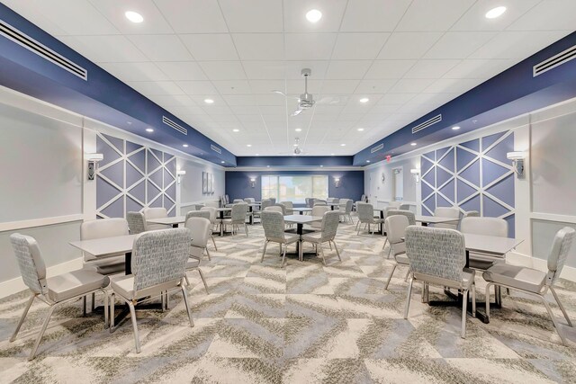 recreation room featuring light carpet and billiards