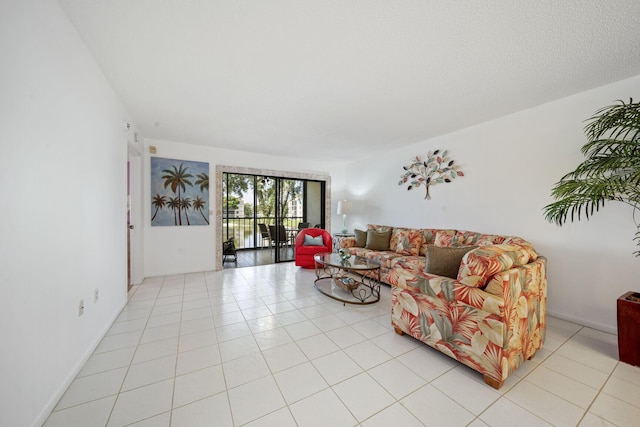 living room with light tile patterned floors