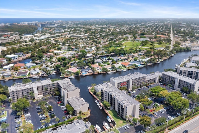 bird's eye view featuring a water view