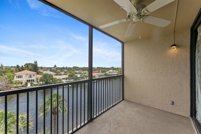 balcony with ceiling fan