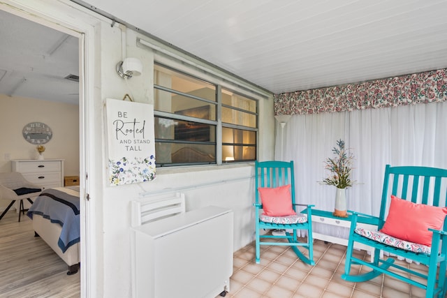 living area with radiator