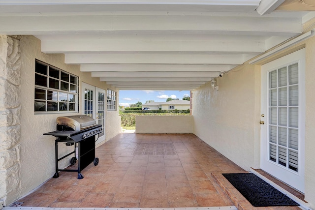 view of patio / terrace featuring area for grilling and french doors