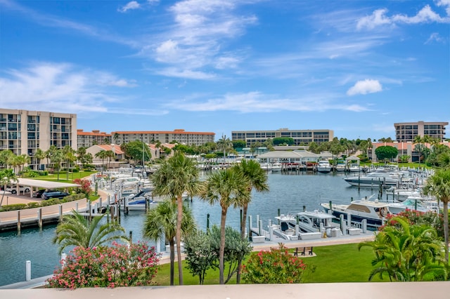 water view with a boat dock