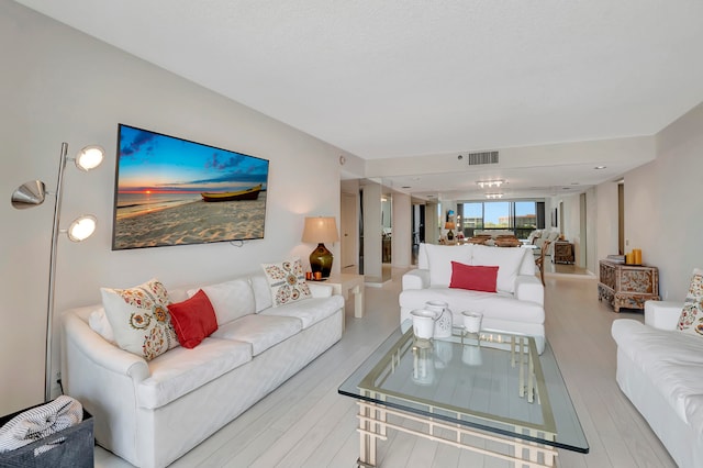 living room with hardwood / wood-style flooring