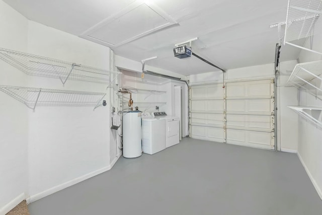 7825 Lexington Club Blvd Unit B, Delray Beach, FL 33446 - garage with washing machine and dryer, baseboards, gas water heater, and a garage door opener